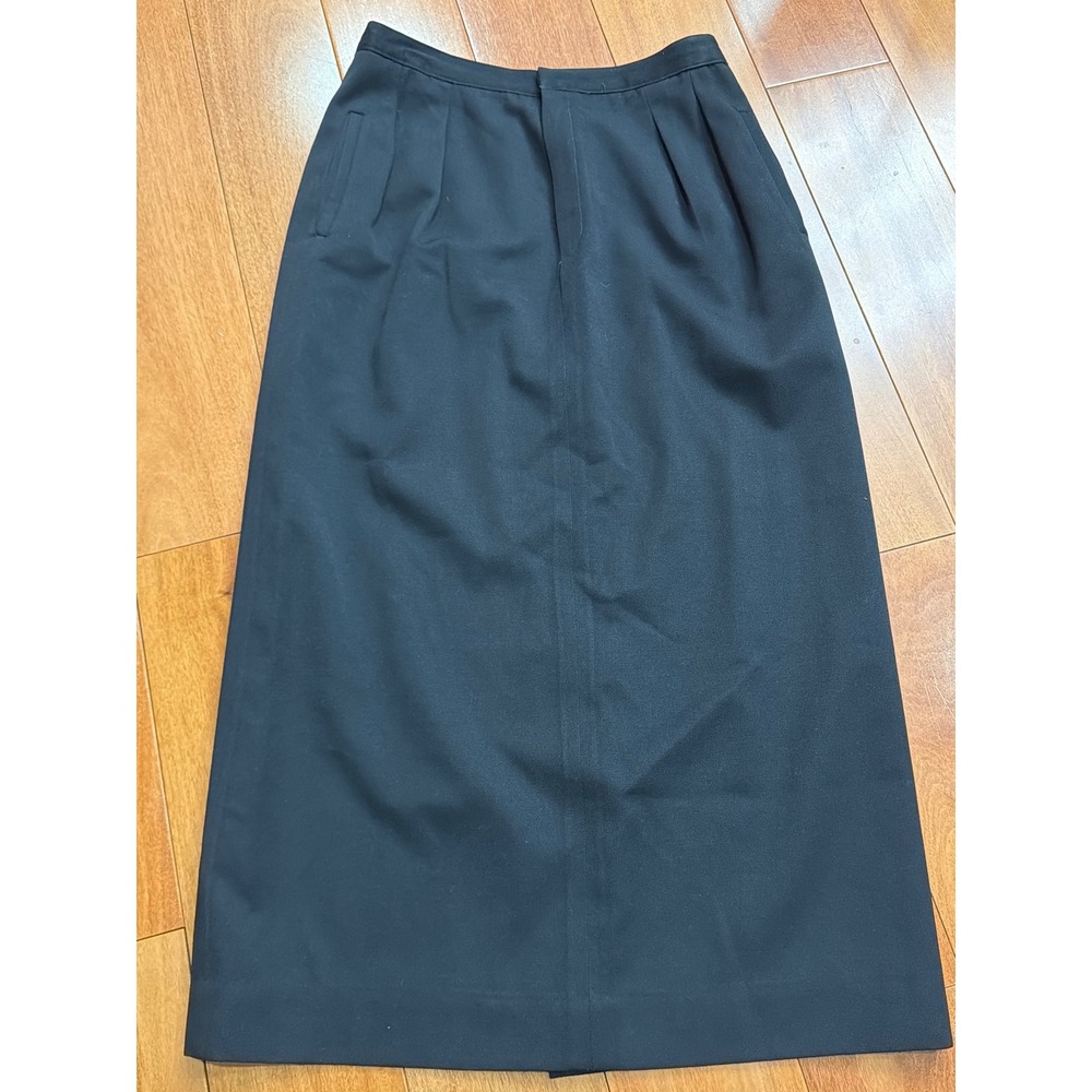 Saks Fifth Avenue Maxi Skirt Womens Black 100% Pure Wool Pleated Vintage 10